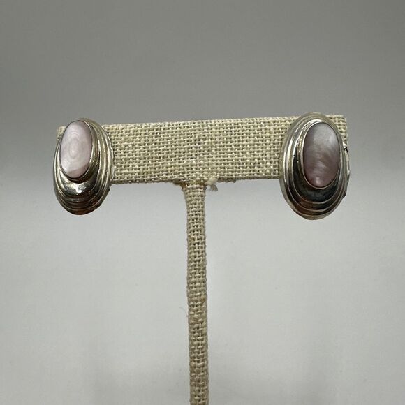 Mother of Pearl and Stamped Sterling silver post/ stud earrings! - Picture 1 of 15